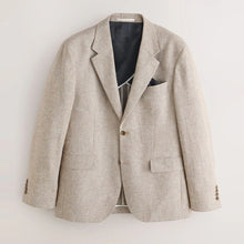 Load image into Gallery viewer, Neutral Tailored Fit N. Premium Linen Blend Texture Suit Jacket