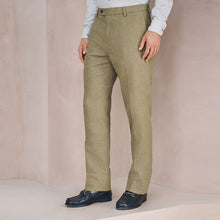 Load image into Gallery viewer, Green Tailored Fit Linen Blend Texture Suit Trousers