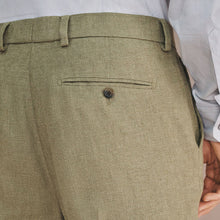 Load image into Gallery viewer, Green Tailored Fit Linen Blend Texture Suit Trousers