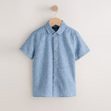 Load image into Gallery viewer, Denim Blue Short Sleeve Linen Blend Shirt (3-12yrs)