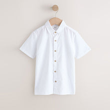 Load image into Gallery viewer, White Short Sleeve Linen Blend Shirt (3-12yrs)