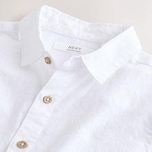 Load image into Gallery viewer, White Short Sleeve Linen Blend Shirt (3-12yrs)
