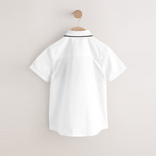 Load image into Gallery viewer, White Check Splice Short Sleeve Smart Shirt (3-12yrs)