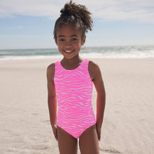 Load image into Gallery viewer, Pink Zebra Crinkle Swimsuit (3-12yrs)