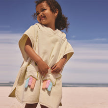 Load image into Gallery viewer, Ecru White Unicorn Towelling Poncho (9mths-10yrs)