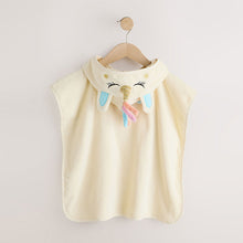 Load image into Gallery viewer, Ecru White Unicorn Towelling Poncho (9mths-10yrs)
