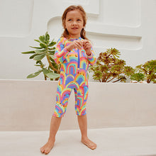 Load image into Gallery viewer, Purple Rainbow Long Leg Sunsafe Swimsuit (6mths-6yrs)