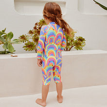 Load image into Gallery viewer, Purple Rainbow Long Leg Sunsafe Swimsuit (6mths-6yrs)