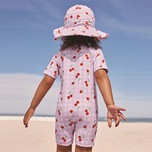 Load image into Gallery viewer, Pink Cherry Gingham Sunsafe Swimsuit (6mths-6yrs)