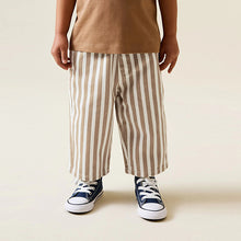 Load image into Gallery viewer, Tan/White Stripe Pull On Wide Trousers (3mths-6yrs)