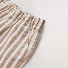 Load image into Gallery viewer, Tan/White Stripe Pull On Wide Trousers (3mths-6yrs)