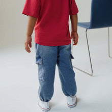 Load image into Gallery viewer, Mid Blue Comfort Stretch Wide Cargo Jeans (3mths-6yrs)