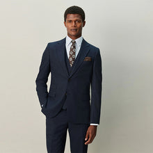 Load image into Gallery viewer, Navy Blue Slim Fit Check Suit Jacket