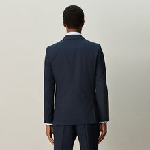 Load image into Gallery viewer, Navy Blue Slim Fit Check Suit Jacket