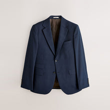 Load image into Gallery viewer, Navy Blue Slim Fit Check Suit Jacket