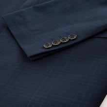 Load image into Gallery viewer, Navy Blue Slim Fit Check Suit Jacket