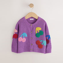 Load image into Gallery viewer, Purple Cherry Crochet Cardigan (3mths-6yrs)