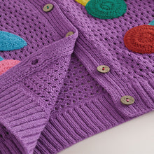 Load image into Gallery viewer, Purple Cherry Crochet Cardigan (3mths-6yrs)