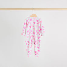 Load image into Gallery viewer, Pink 3 Pack Two Way Zip Baby Sleepsuits (0-2yrs)