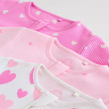 Load image into Gallery viewer, Pink 3 Pack Two Way Zip Baby Sleepsuits (0-2yrs)