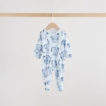 Load image into Gallery viewer, Blue Safari Two Way Zip Baby Sleepsuits 3 Pack (0-18mths)