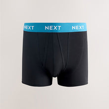Load image into Gallery viewer, Blue/ Black Waistbands 5 Pack A-Front Cotton Rich Boxers