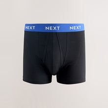 Load image into Gallery viewer, Blue/ Black Waistbands 5 Pack A-Front Cotton Rich Boxers