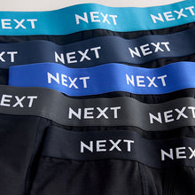 Load image into Gallery viewer, Blue/ Black Waistbands 5 Pack A-Front Cotton Rich Boxers