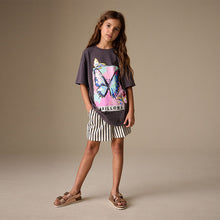 Load image into Gallery viewer, Charcoal Grey Butterfly Sequin Graphic T-Shirt (3-12yrs)