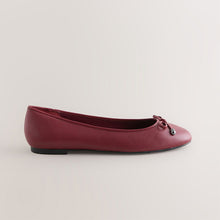 Load image into Gallery viewer, Red Round Toe Leather Ballerina Shoes