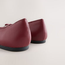 Load image into Gallery viewer, Red Round Toe Leather Ballerina Shoes