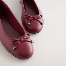 Load image into Gallery viewer, Red Round Toe Leather Ballerina Shoes