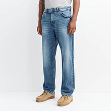 Load image into Gallery viewer, Mid Blue Straight Fit Authentic Stretch Denim Jeans