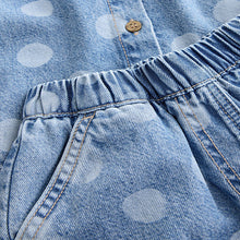 Load image into Gallery viewer, Mid Blue Denim Polka Dot Waistcoat and Shorts Set (3mths-6yrs)