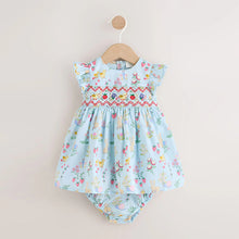 Load image into Gallery viewer, Blue Woven Baby Dress and Knickers Set 2 Piece (0mths-2yrs)