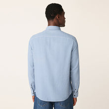 Load image into Gallery viewer, Blue Regular Fit Textured Twin Pocket Long Sleeve Shirt