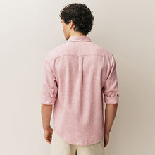 Load image into Gallery viewer, Pink Button Down Collar Cotton Linen Blend Long Sleeve Shirt