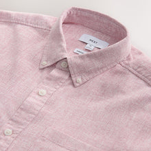 Load image into Gallery viewer, Pink Button Down Collar Cotton Linen Blend Long Sleeve Shirt