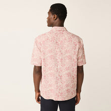 Load image into Gallery viewer, Pink Textured Floral Print Short Sleeve Shirt