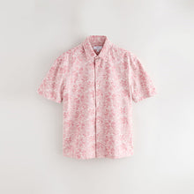 Load image into Gallery viewer, Pink Textured Floral Print Short Sleeve Shirt