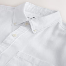Load image into Gallery viewer, White Button Down Collar Cotton Linen Blend Short Sleeve Shirt