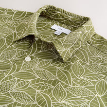 Load image into Gallery viewer, Green Textured Embroidered Tile Short Sleeve Shirt