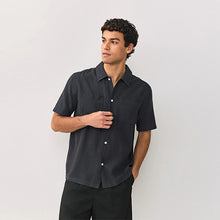 Load image into Gallery viewer, Black N.Premium Linen TENCEL™ Lyocell Blend Short Sleeve Shirt