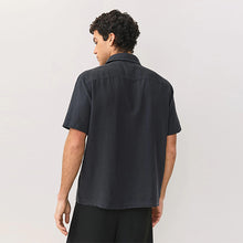 Load image into Gallery viewer, Black N.Premium Linen TENCEL™ Lyocell Blend Short Sleeve Shirt