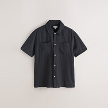 Load image into Gallery viewer, Black N.Premium Linen TENCEL™ Lyocell Blend Short Sleeve Shirt