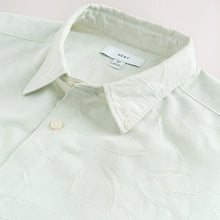 Load image into Gallery viewer, Green Textured Floral Print Short Sleeve Shirt
