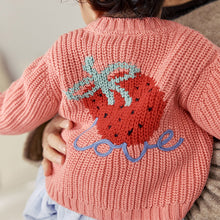 Load image into Gallery viewer, Pink Strawberry Baby Embroidered Back Cardigan (6mths-2yrs)