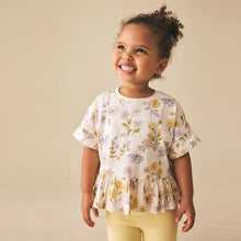 Load image into Gallery viewer, Ecru White Floral Short Sleeve Peplum T-Shirt (3mths-6yrs)