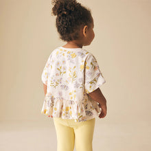 Load image into Gallery viewer, Ecru White Floral Short Sleeve Peplum T-Shirt (3mths-6yrs)