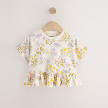 Load image into Gallery viewer, Ecru White Floral Short Sleeve Peplum T-Shirt (3mths-6yrs)